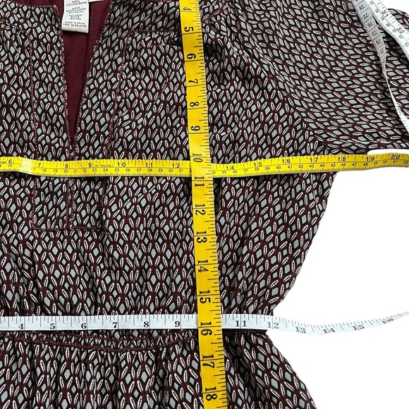 Max Studio Geometric Print Long Sleeve Chiffon Dress Burgundy & Gray Size Medium - Picture 11 of 14